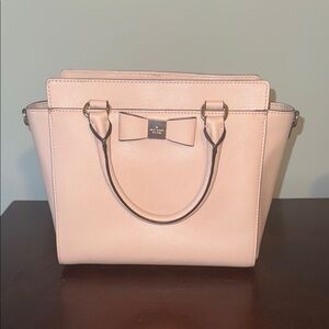 kate spade Pink Satchel with Textured Leather and Bow Detail